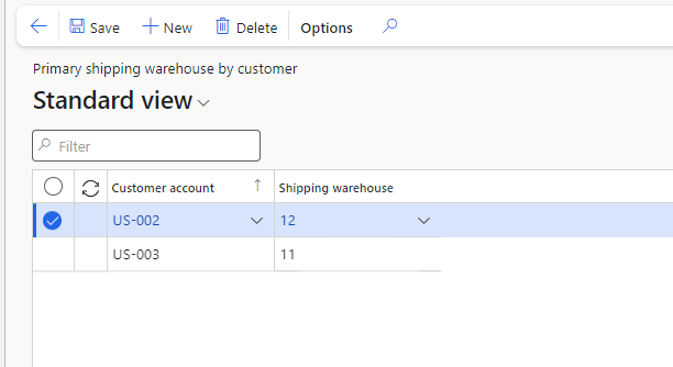Set primary shipping warehouse
