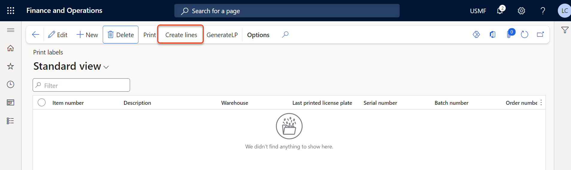 Navigate to Create Lines