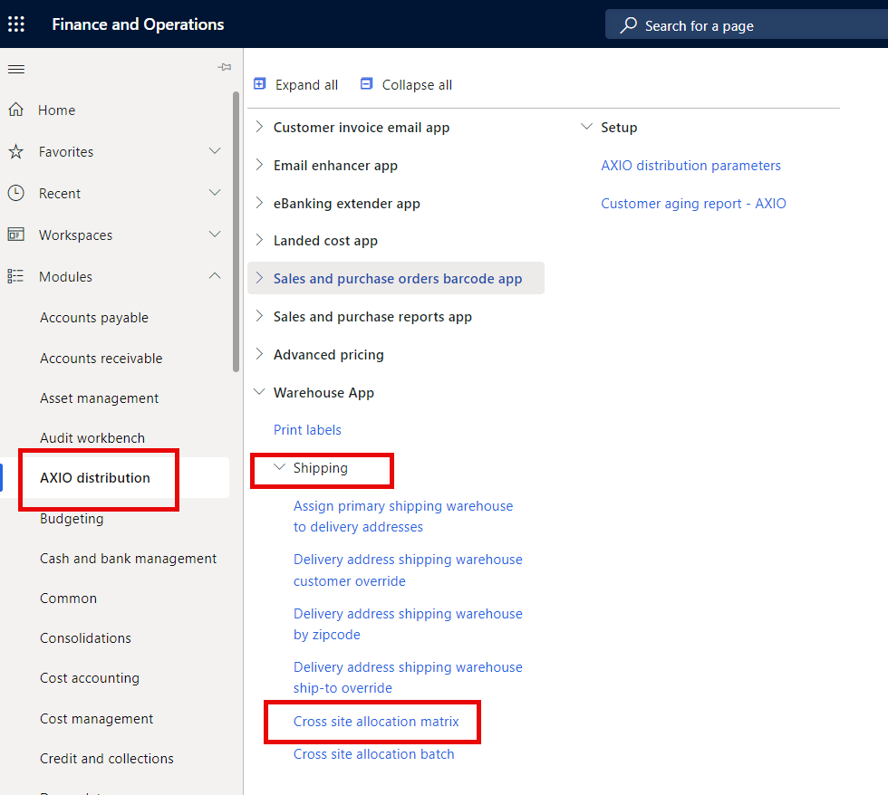 Cross Site Allocations Setup