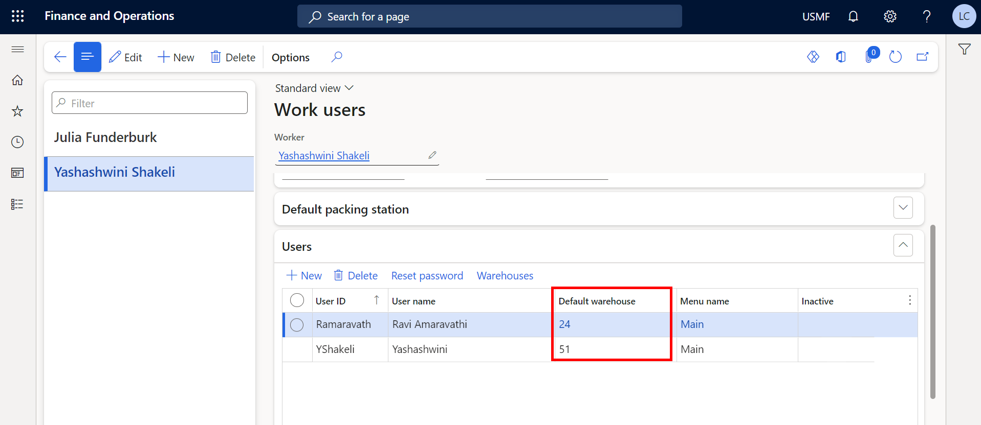 Work users-Default warehouse
