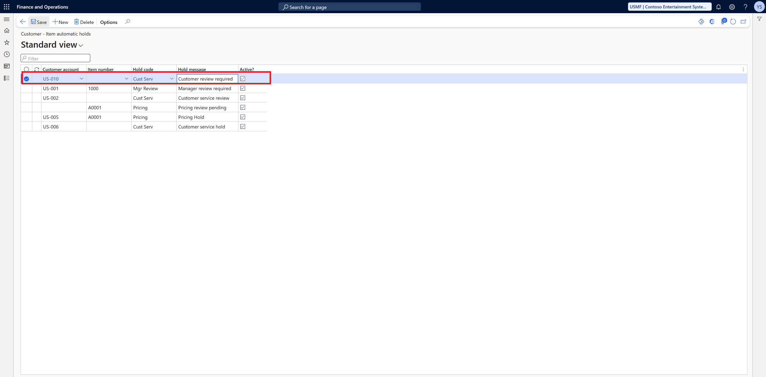 Enable automatic order hold
