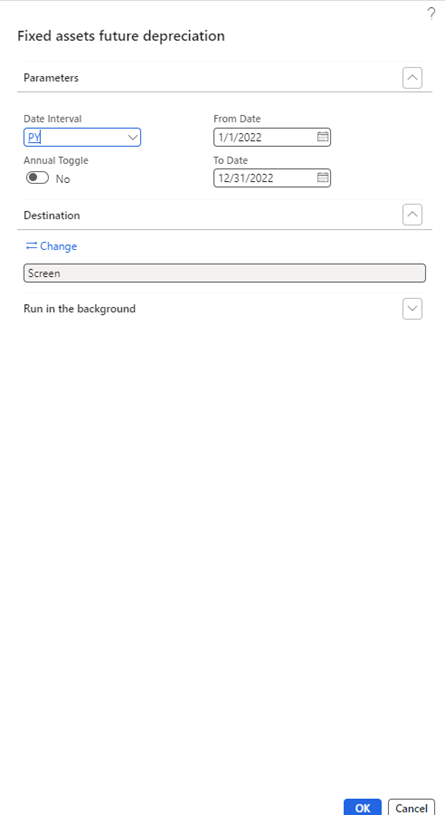 Fixed Assets Future Depreciation Report