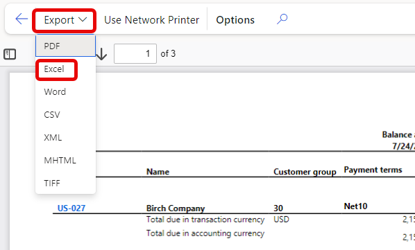 Customer Aging Report Summary