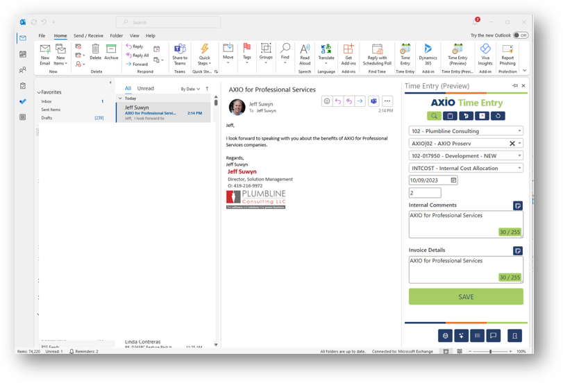 Outlook Time Entry